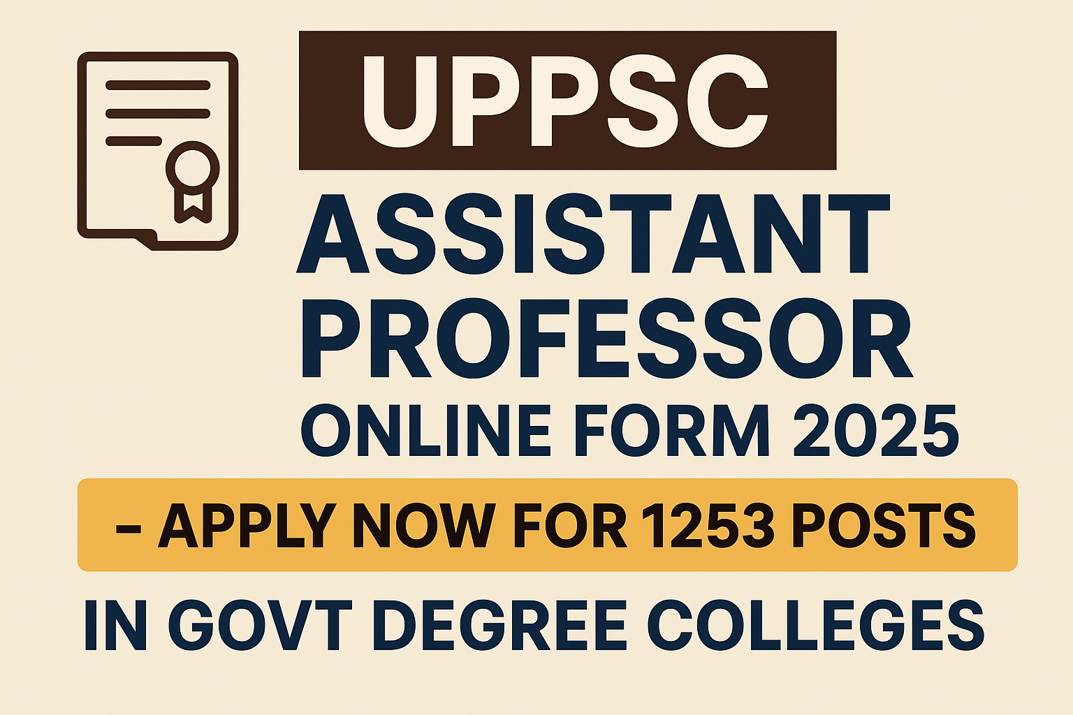 UPPSC Assistant Professor Online Form 2025